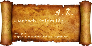 Auerbach Krisztián névjegykártya